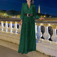 Elegant Long-sleeved Blouse with V-neck Wide-leg Sequinned Jumpsuit