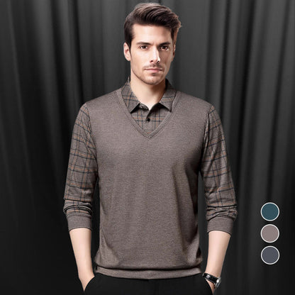 🎅 Xmas Sales 🎅 50% off 💕Men's Faux Two Piece Lapel Long-Sleeve Tops