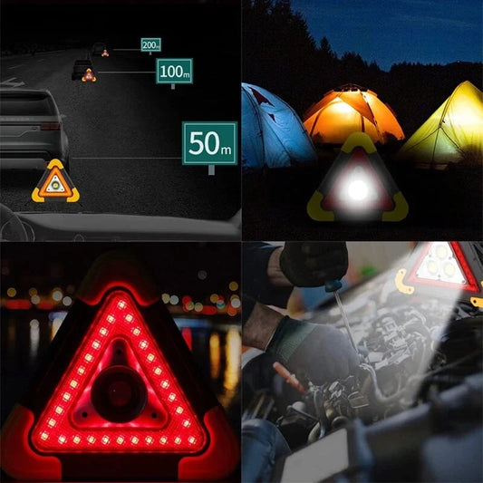 2-IN-1 Solar Roadside Emergency Triangle Warning Light (also usb rechargeable)