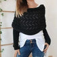 Women’s Knitted Cut-Out Shawl Poncho Wrap