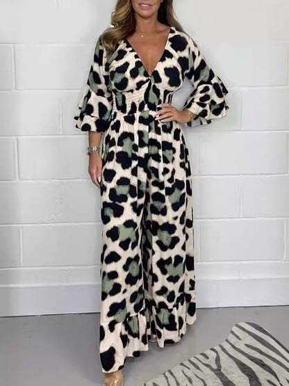 🔥 50% OFF Leopard print V-neck jumpsuit