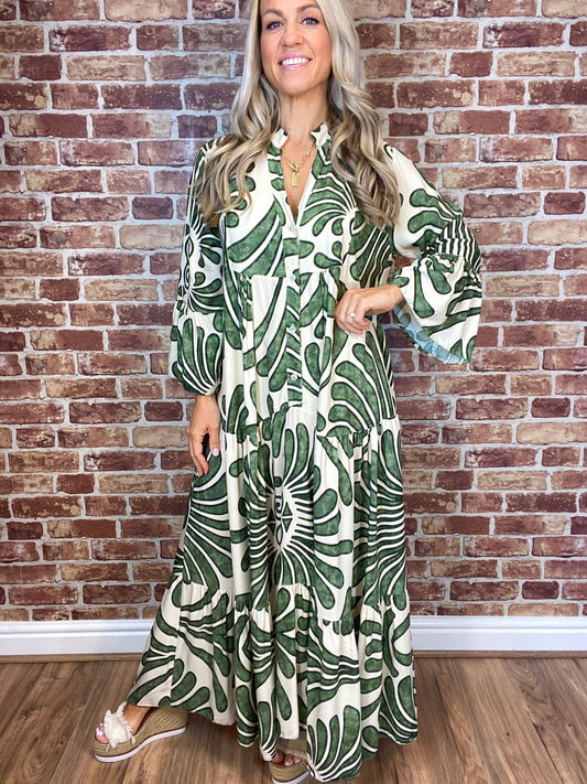 🔥Hot Sale - 49% OFF🍃Floral Print Bell Sleeve Soft and Breathable Maxi Dress