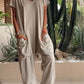 Casual V-neck Solid Color Jumpsuit