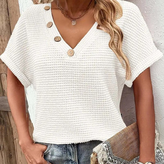 💗 50% discount 🌸 Fashionable short sleeved V-neck women's top