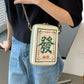 Novelty Mahjong Tiles Shaped Chain Shoulder Bag