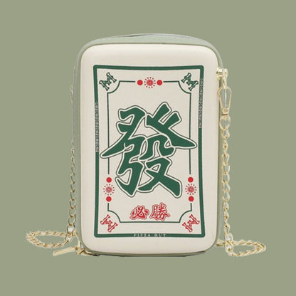 Novelty Mahjong Tiles Shaped Chain Shoulder Bag