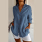 Classic Pleated Textured Single-Breasted Lapel Shirt for Women