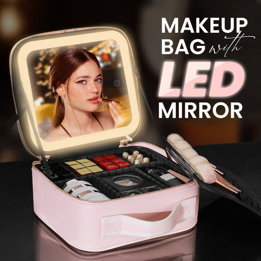 🔥Portable Makeup Bag with LED Mirror