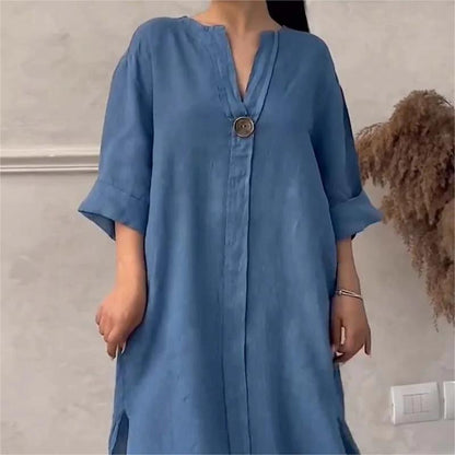 👗Comfortable cotton and linen, elegant solid colors, let you wear a simple beauty.