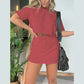 Casual Solid Color 2-Piece Set - Chic Top & Ultra-Short Skirt
