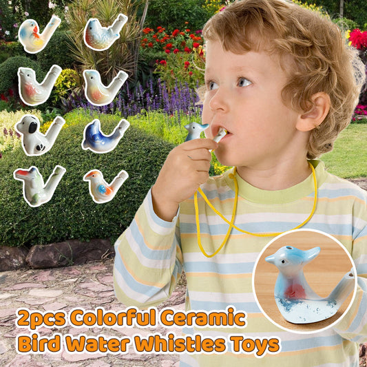 2pcs Colorful Ceramic Bird Water Whistles Toys