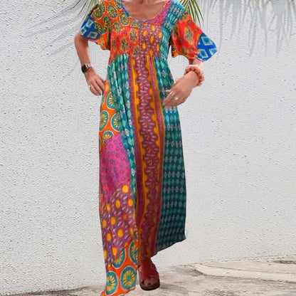 ✨NEW SALE✨Women’s Bohemian Patchwork Colorful Maxi Dress