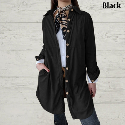 Women's Lapel Soft Long-Sleeve Button Down Coat