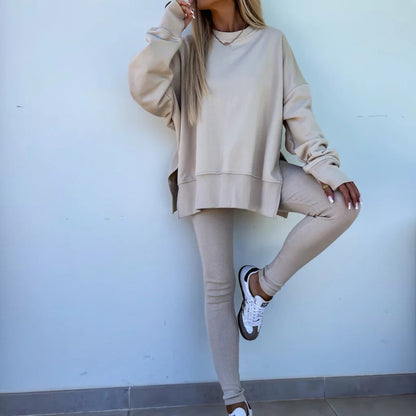 Women's Long Sleeve Printed Sweatshirt and Leggings 2-piece Set