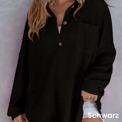 Women’s Loose Solid Color Waffle Knit Shirt