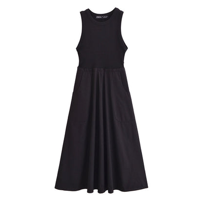 Women's Tank Midi Dress with Pockets