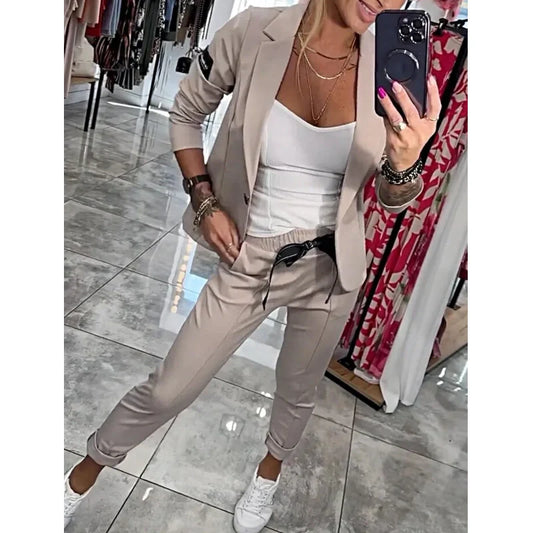 Women's Casual Suit Jacket & Pants 2-Piece Set