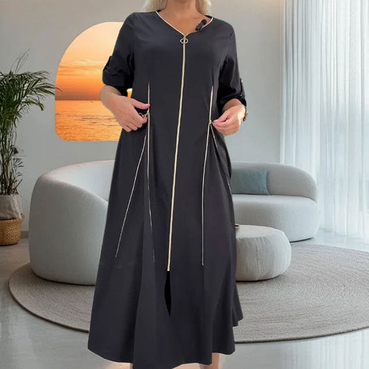 Women's Fashion Zipper Front Long Dress