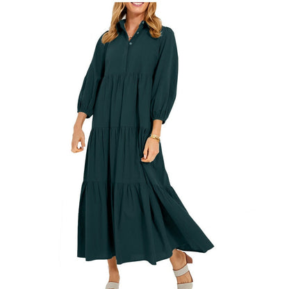 Women's Plus Size Casual Lapel Long Dress