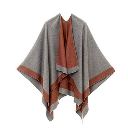 Women's Elegant Color Block Poncho Wrap for Fall & Winter