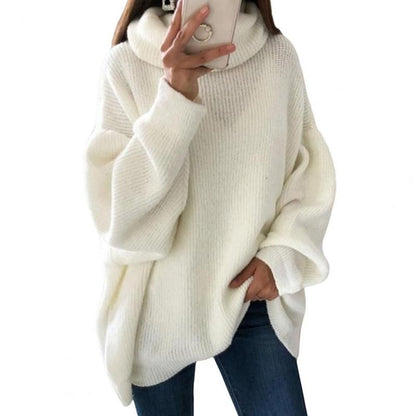 Women’s Oversized Turtleneck Solid Color Knit Sweater