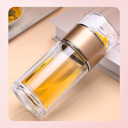 Premium Double Wall Tea & Water Separation Glass Bottle