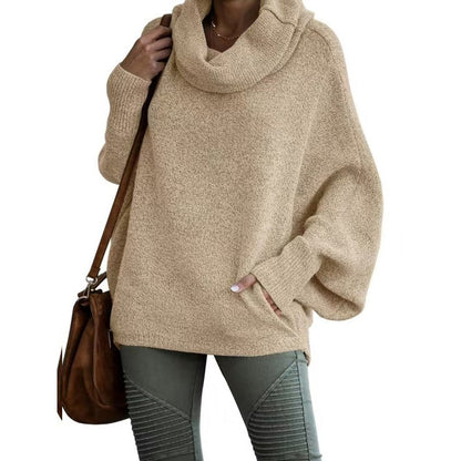 Women's Batwing Cowl Neck Sweater with Pocket