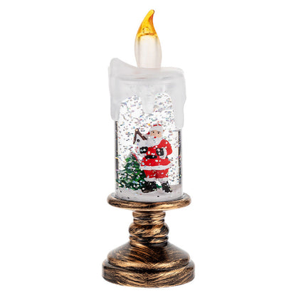 Battery Operated Lighted Christmas Snow Globe Candle