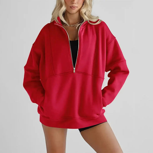 Women's Casual Lapel Half Zip Tops