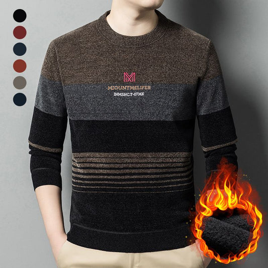 🔥Men’s Chenille Round-neck Thickened Plush Lined Warm Sweater