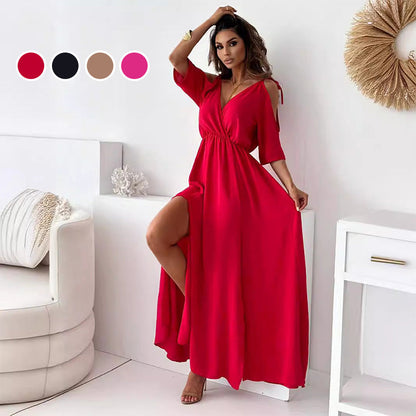 💖Limited Sale 49% OFF💖Women’s Elegant Sexy V Neck Side Slit Dress🤩🌷