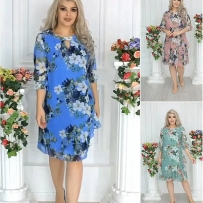 🔥Last Day Sale 49%💝Women's Floral Print Knee-Length Dress