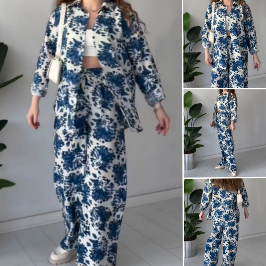 🌸Spring Specials🌸 Printed Set Lapel Shirt & Wide Leg Pants