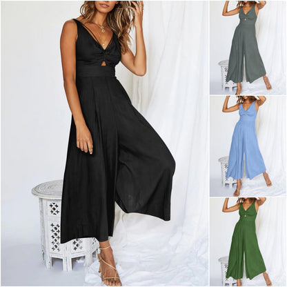 🔥Hot Sales🔥V Neck Cutout High-Waist Jumpsuits